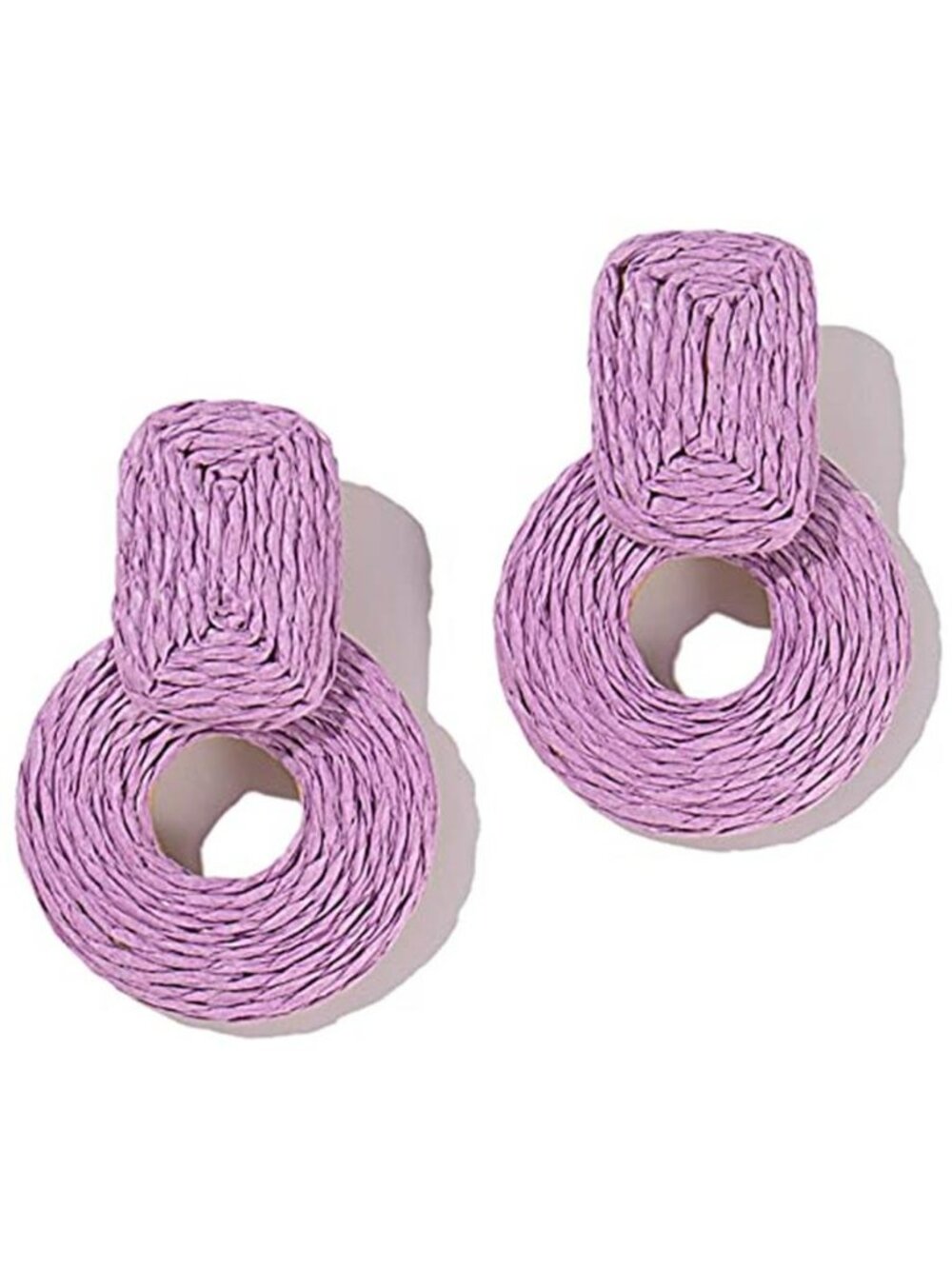 Statement Raffia Earrings Cute Boho Earrings Rattan Dangle Earrings Handmade